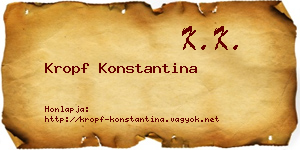 Kropf Konstantina névjegykártya